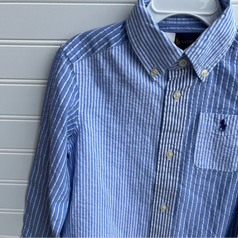 NWT Polo Ralph Lauren Boys Long Sleeve Seersucker Button Down Sz 3T